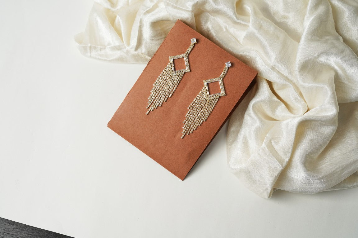 Party Wear Western Diamond Long Earring.