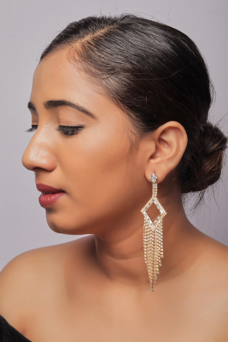 Party Wear Western Diamond Long Earring.