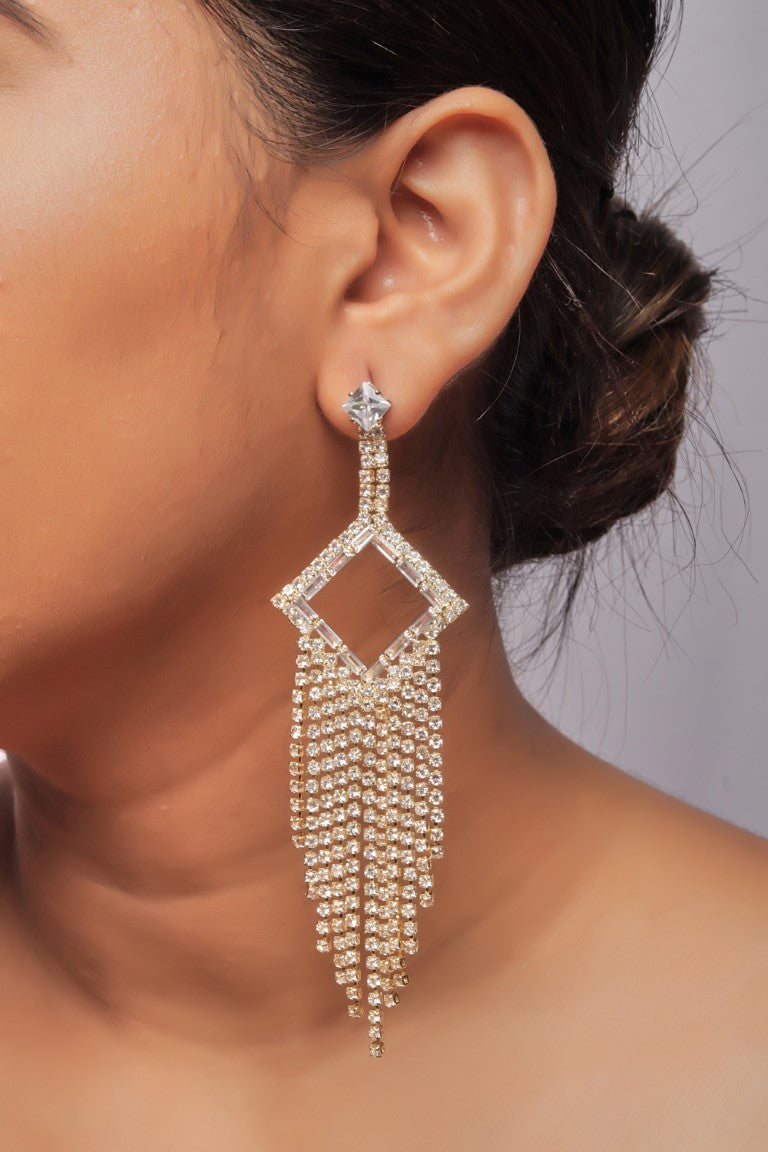 Party Wear Western Diamond Long Earring.