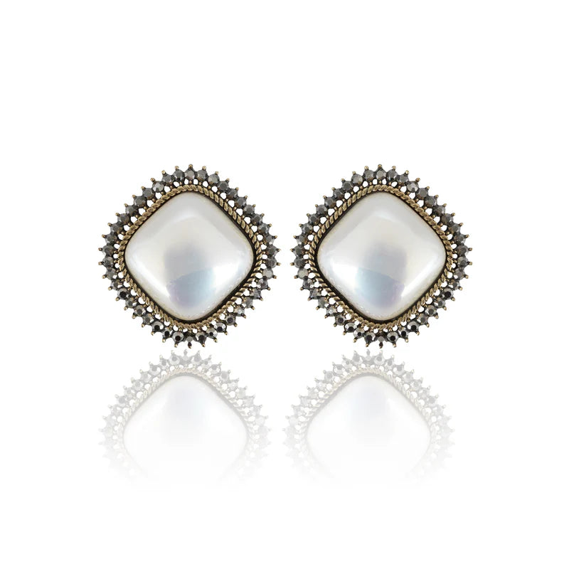 Luxor Silver-Plated Pearl Glow Contemporary Stud Earrings