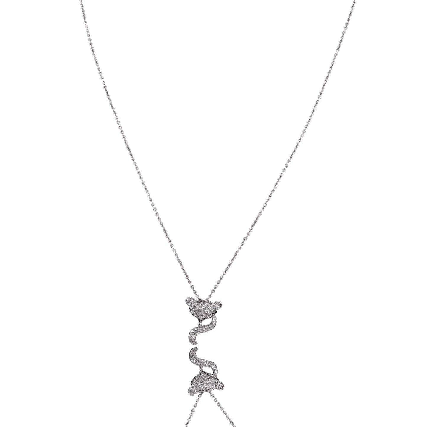 Nisa Premium Silver-Polish Monkey Design With Diamond Studded Delicate Chain-Pendant For Women and Girls