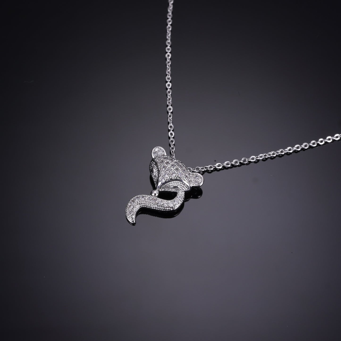 Nisa Premium Silver-Polish Monkey Design With Diamond Studded Delicate Chain-Pendant For Women and Girls