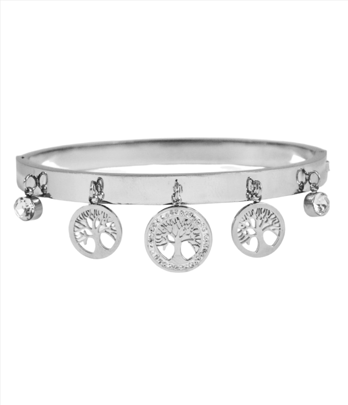 Nisa Premium Silver-Polish Hanging Tree Shape Design With Diamond Studded Bracelet For Women and Girls