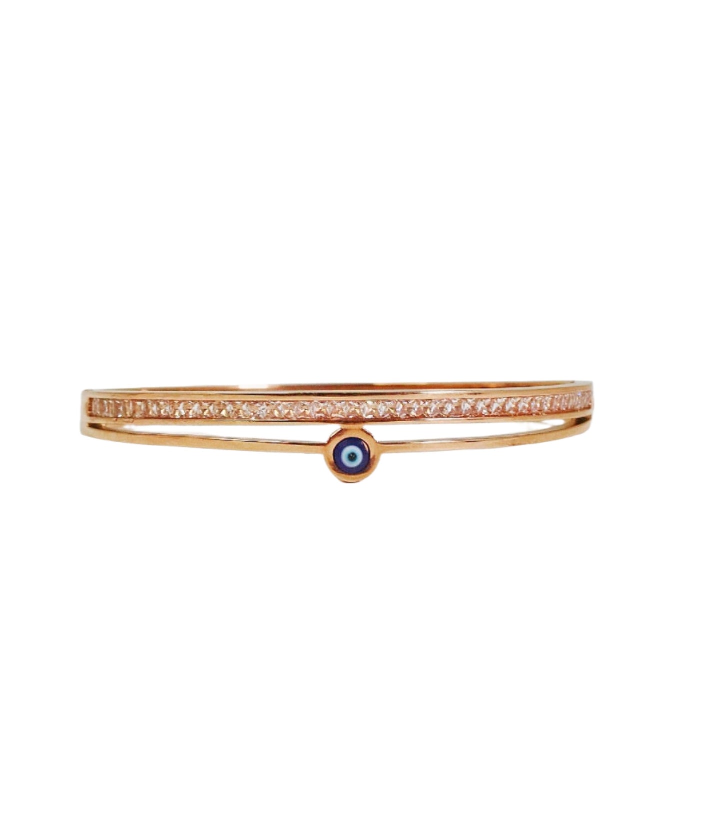 Nisa Premium Rose-Gold Polish Evil-Eye Design With Diamond Studded Bracelet For Women and Girls