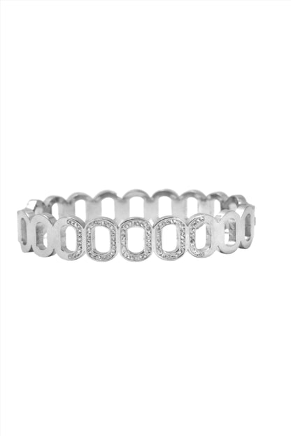 Nisa Premium Silver-Polish Joint-Chain Design With Diamond Studded Bracelet For Women and Girls