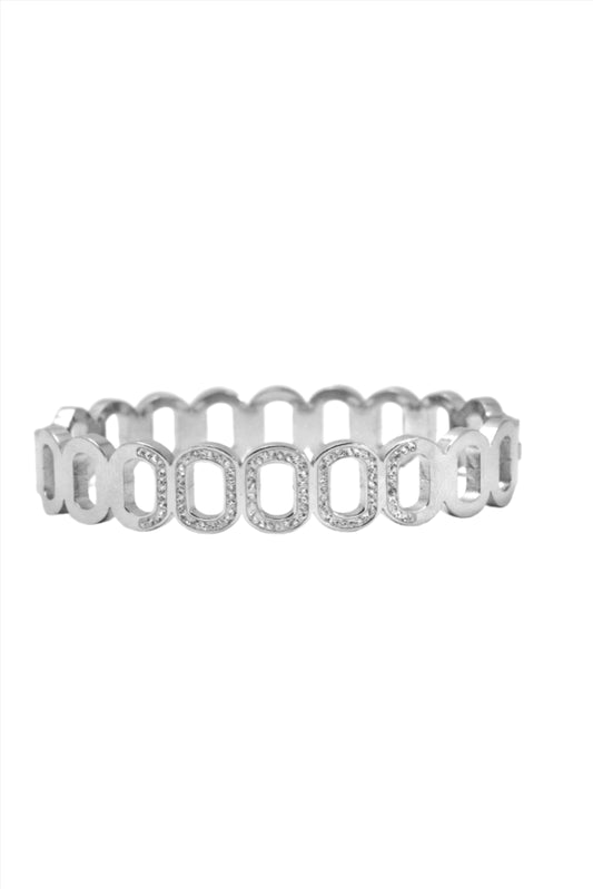 Nisa Premium Silver-Polish Joint-Chain Design With Diamond Studded Bracelet For Women and Girls