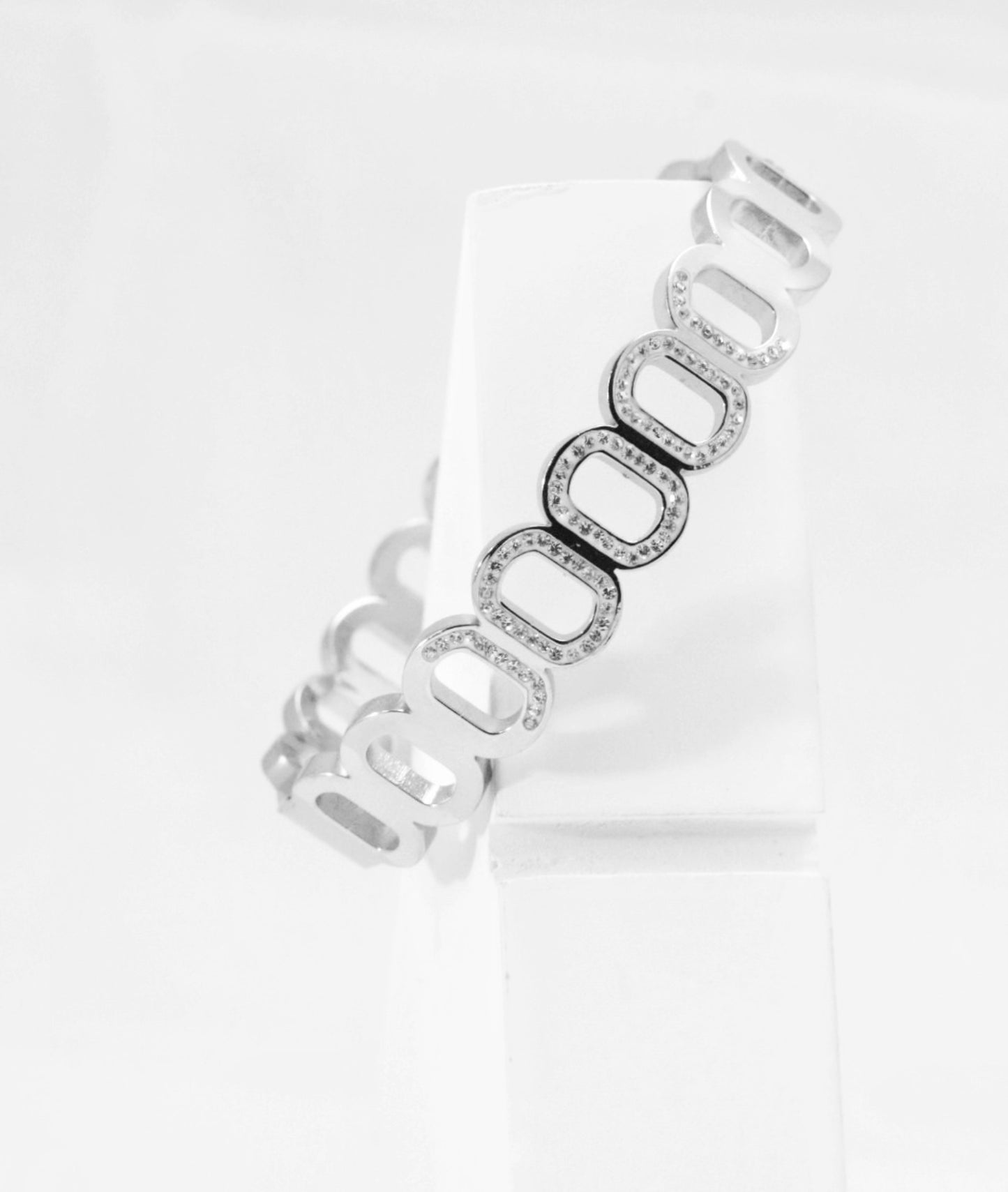 Nisa Premium Silver-Polish Joint-Chain Design With Diamond Studded Bracelet For Women and Girls