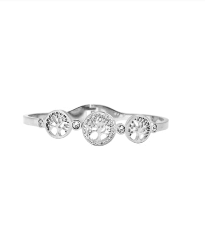 Nisa Premium Silver Polish Tree Design With Diamond Studded Bracelet For Women and Girls