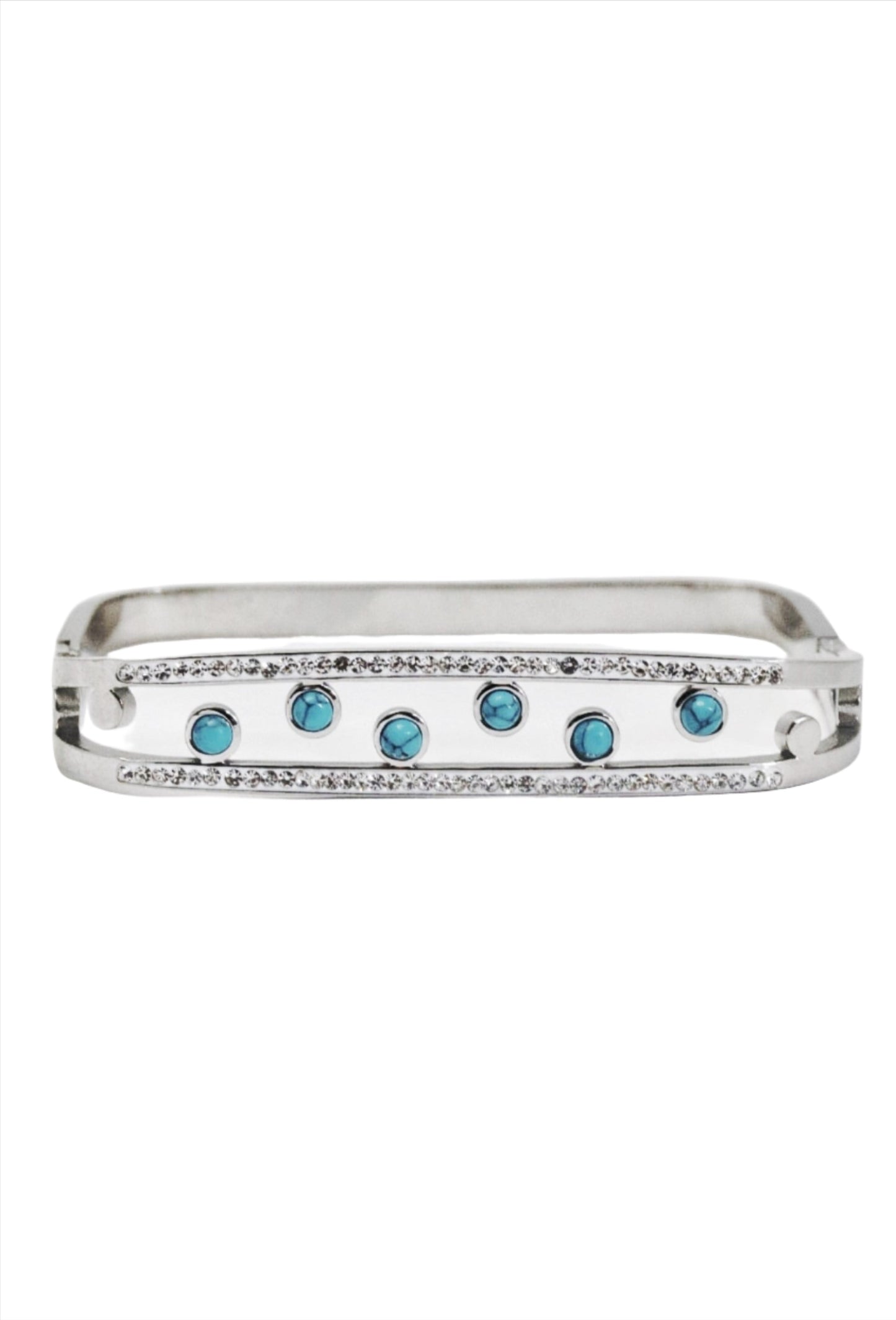 Nisa Premium Silver-Polish Sky-Blue Beads Design With Diamond Studded Bracelet For Women and Girls