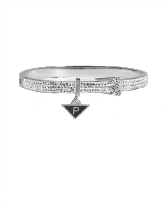 Nisa Premium Silver-Polish Delicate Belt Design With Diamond Studded Bracelet For Women and Girls