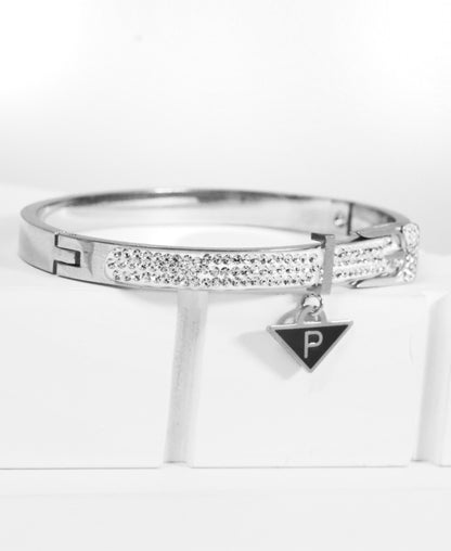 Nisa Premium Silver-Polish Delicate Belt Design With Diamond Studded Bracelet For Women and Girls