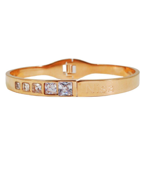 Nisa Premium Rose-Gold Polish Delicate Design With Diamond Studded Bracelet For Women and Girls