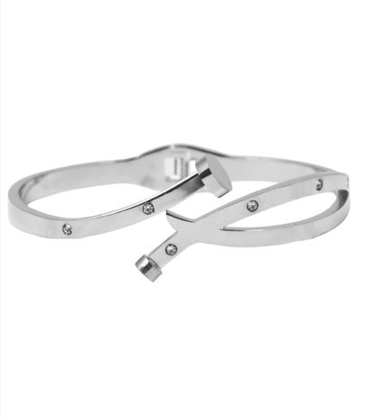 Nisa Premium Silver Polish Unique Design With Diamond Studded Bracelet For Women and Girls