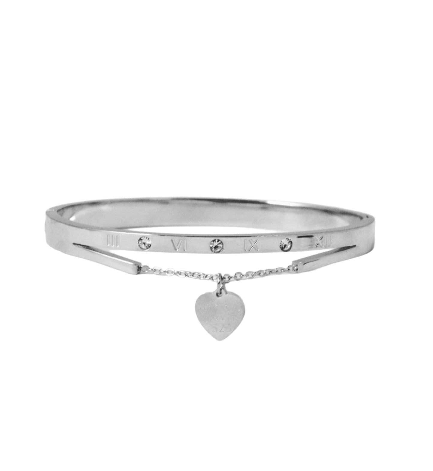 Nisa Premium Silver-Polish Hanging-Lock Design With Diamond Studded Bracelet For Women and Girls