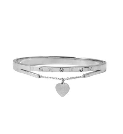 Nisa Premium Silver-Polish Hanging-Lock Design With Diamond Studded Bracelet For Women and Girls