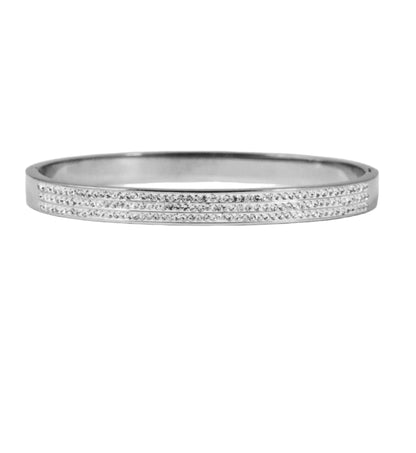 Nisa Premium Silver Polish Delicate Three-Line Design With Diamond Studded Bracelet For Women and Girls