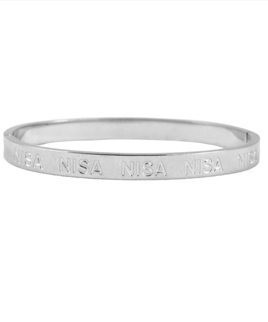 Nisa Premium Silver Polish With Nisa Brand Design Bracelet For Women and Girls