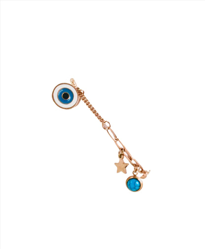 Nisa Premium Rose-Gold Polish Evil-Eye Design With Blue Bead Studded Bracelet For Women and Girls