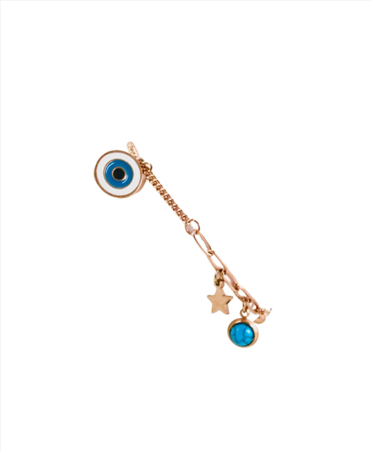 Nisa Premium Rose-Gold Polish Evil-Eye Design With Blue Bead Studded Bracelet For Women and Girls