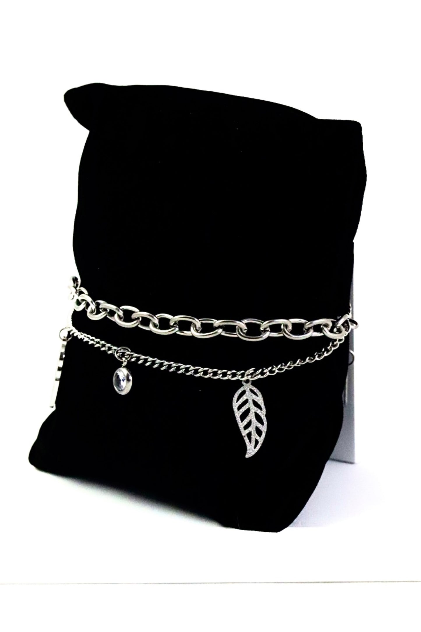 Nisa Premium Silver Polish Too Delicate Leaf Design With Diamond Studded Bracelet For Women and Girls