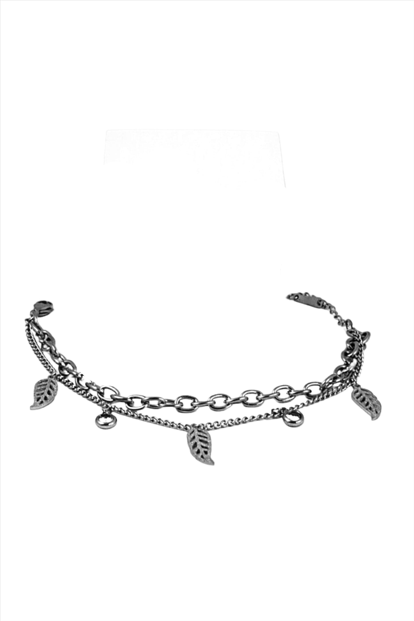 Nisa Premium Silver Polish Too Delicate Leaf Design With Diamond Studded Bracelet For Women and Girls