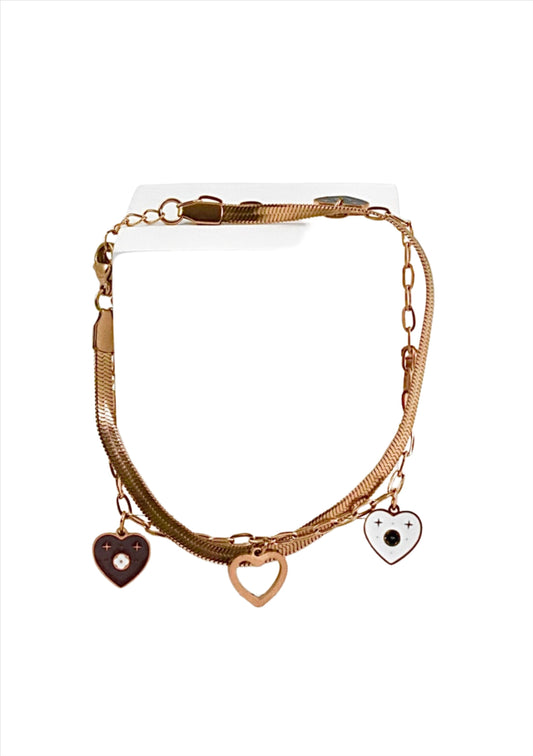 Nisa Premium Rose-Gold Delicate Polish Heart Design Bracelet For Women and Girls