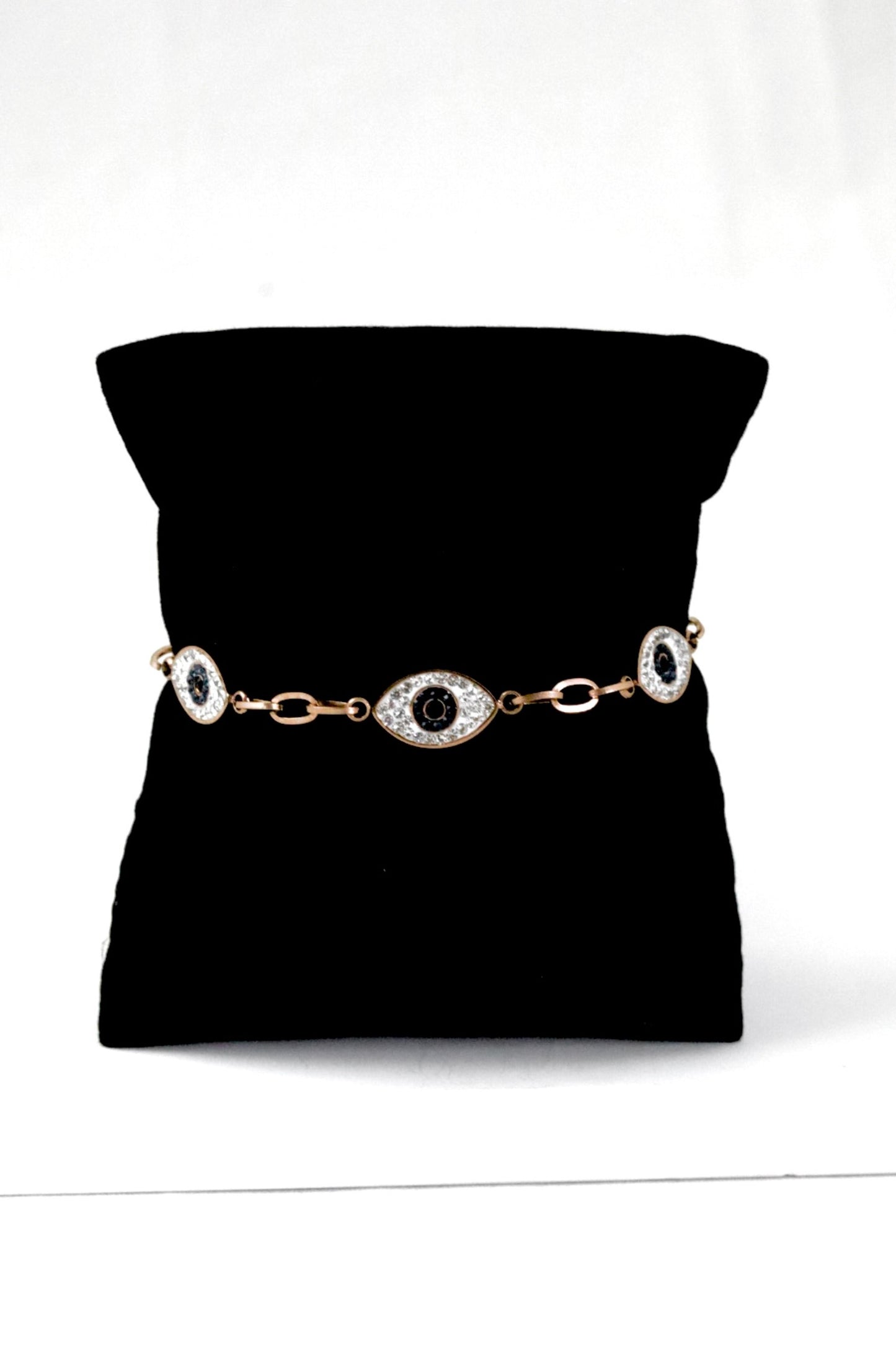 Nisa Premium Rose-Gold Polish Evil-Eyes Design With Diamond Studded Bracelet For Women and Girls