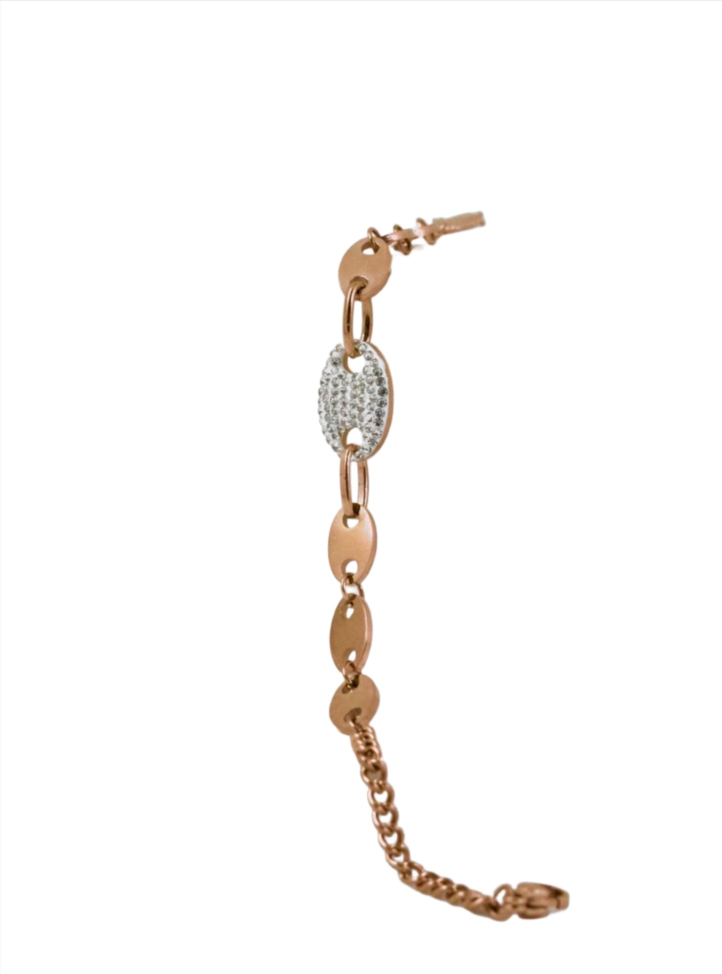 Nisa Premium Rose-Gold Polish Chain Design With Diamond Studded Bracelet For Women and Girls