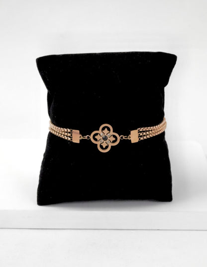 Nisa Premium Rose-Gold Polish Choker Design With Diamond Studded Bracelet For Women and Girls