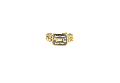 Nisa Premium Golden-Polish Chain Design With Diamonds Studded Fingering For Women and Girls