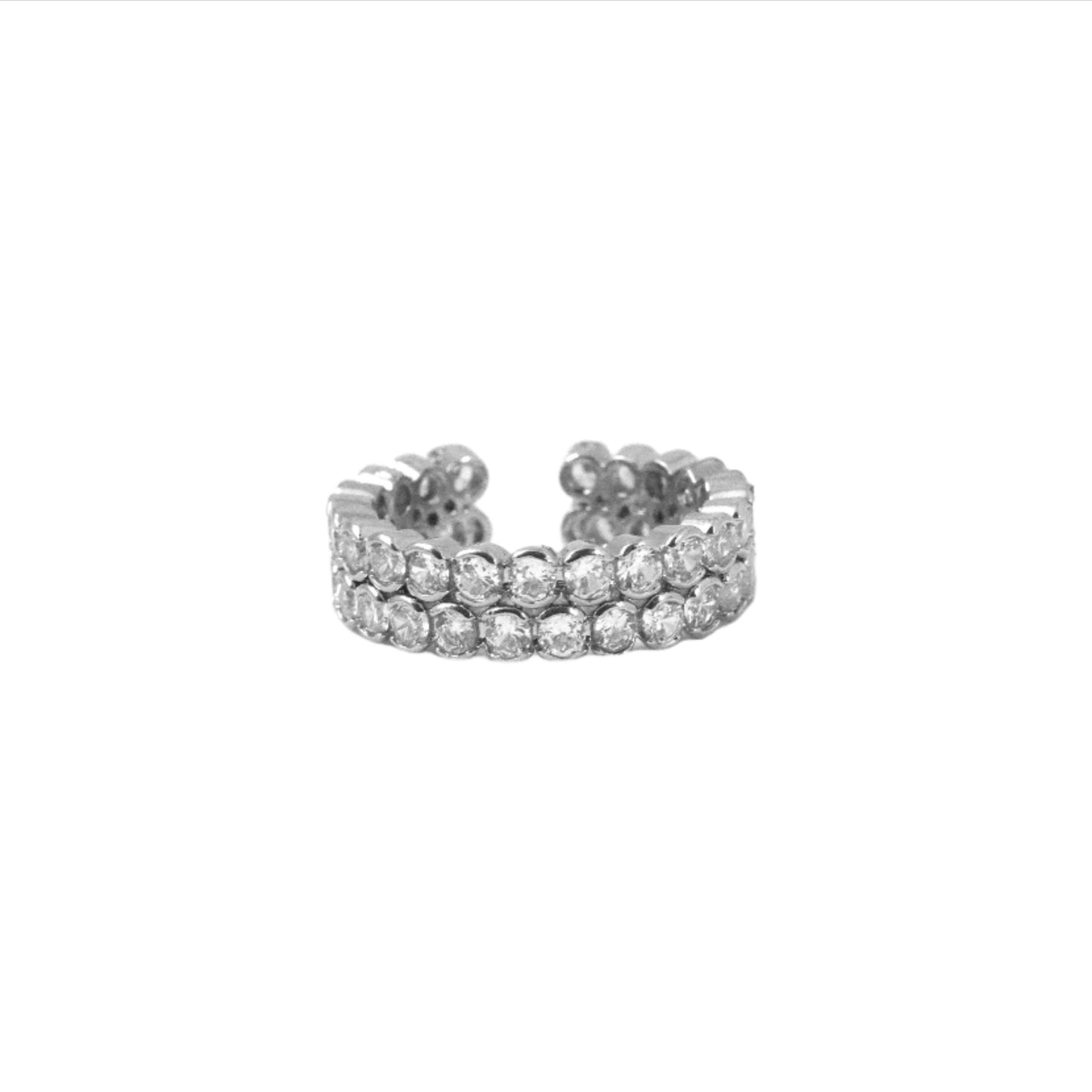 Nisa Premium Silver-Polish Dual-Parallel Design With Diamond Studded Fingering For Women and Girls