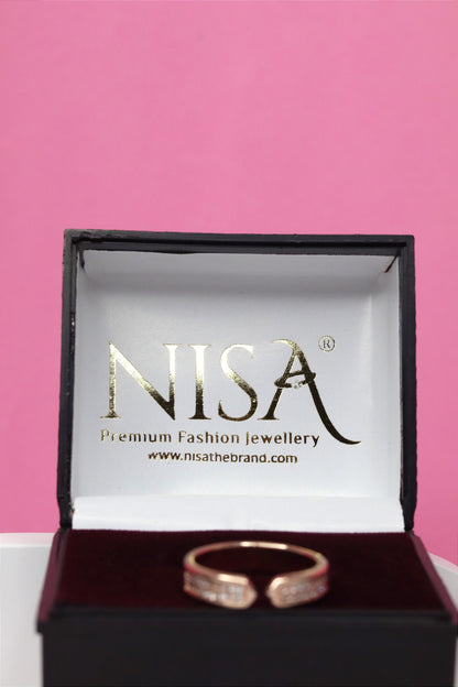 Nisa Premium Rose-Gold Polish Delicate Pretty Design With Diamond Studded Fingering For Women and Girls