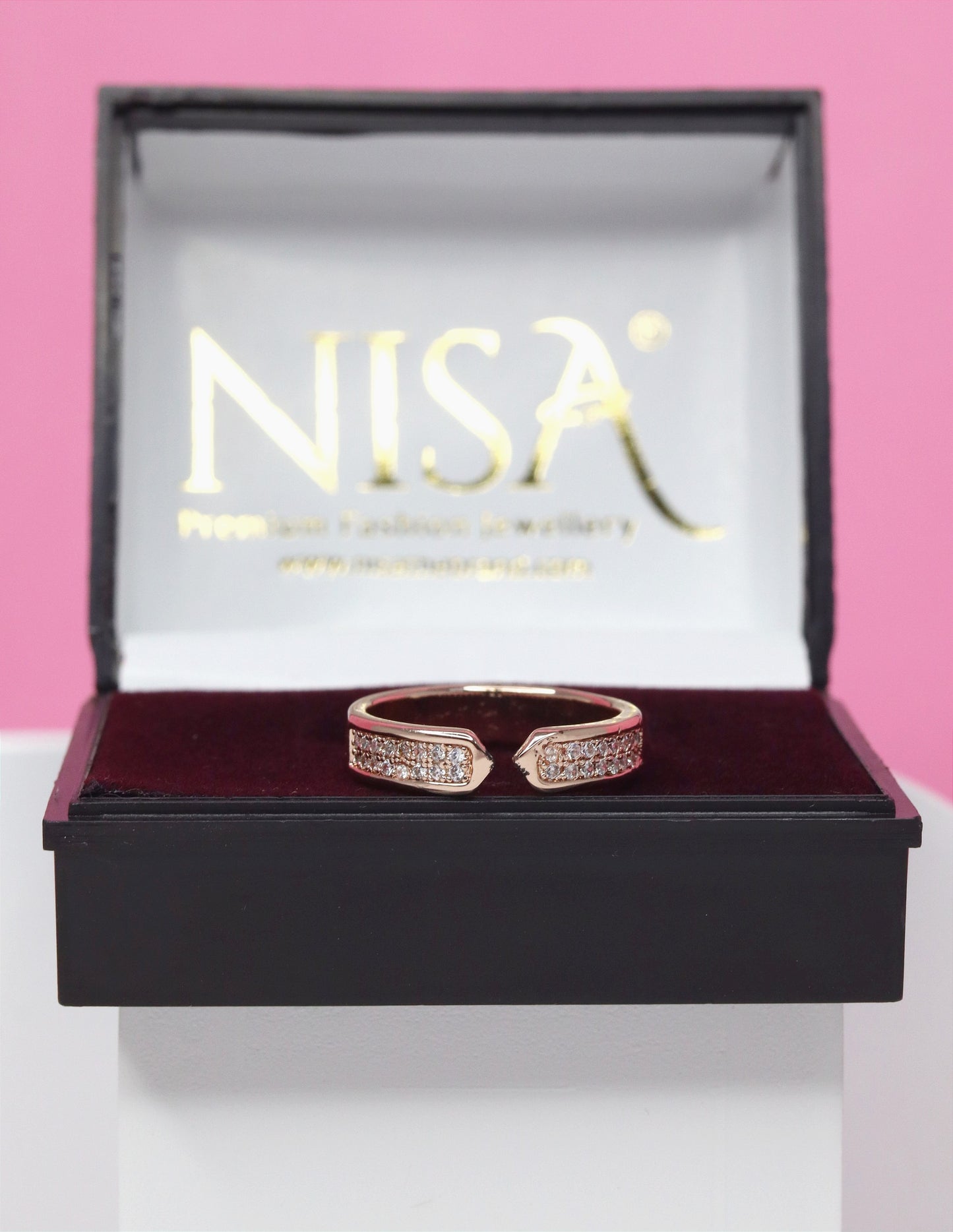 Nisa Premium Rose-Gold Polish Delicate Pretty Design With Diamond Studded Fingering For Women and Girls