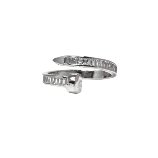 Nisa Premium Silver-Polish Delicate Design With Diamonds Studded Fingering For Women and Girls