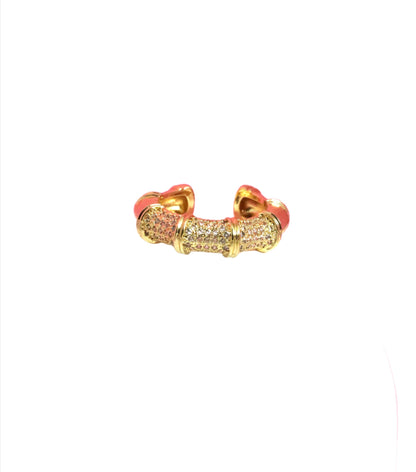 Nisa Premium Golden-Polish Delicate Design With Diamonds Studded Fingering For Women and Girls