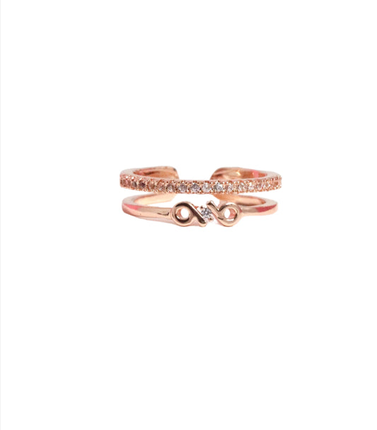 Nisa Premium Rose-Gold Polish Delicate Pretty Design With Diamond Studded Fingering For Women and Girls