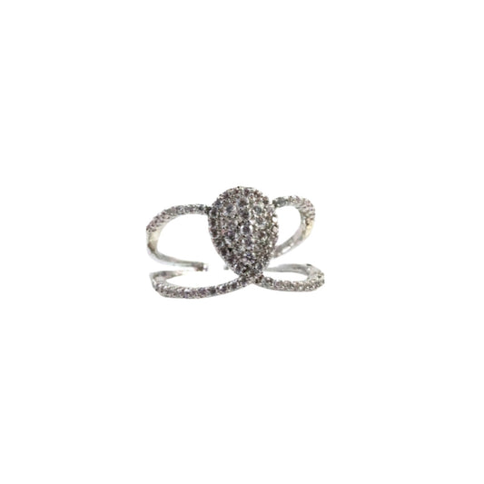 Nisa Premium Silver-Polish Cute Almond Shape Design With Diamond Studded Fingering For Women and Girls