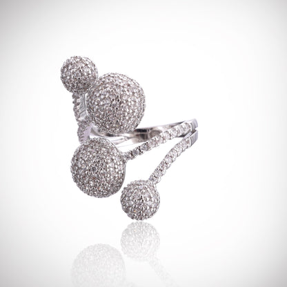 Nisa Premium Silver-Polish Branch Shape Design With Diamond Studded Fingering For Women and Girls