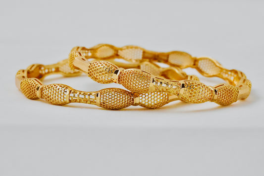 Nisa High Gold Polish Waves Shape Jaipuri Design Bangles For Women and Girls