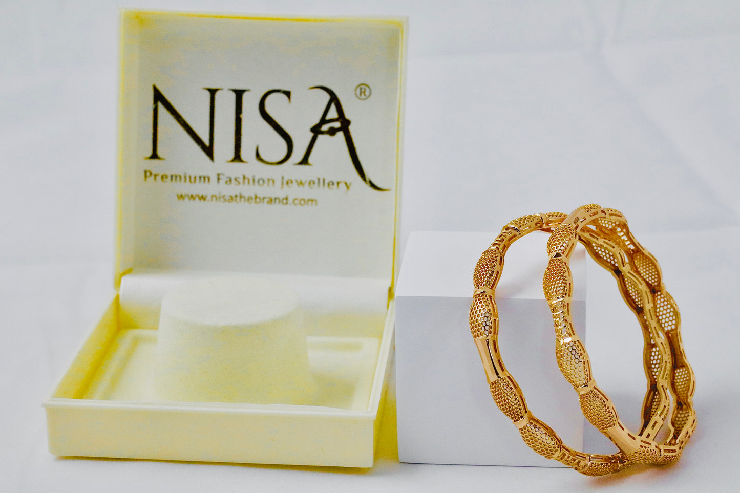 Nisa High Gold Polish Waves Shape Jaipuri Design Bangles For Women and Girls