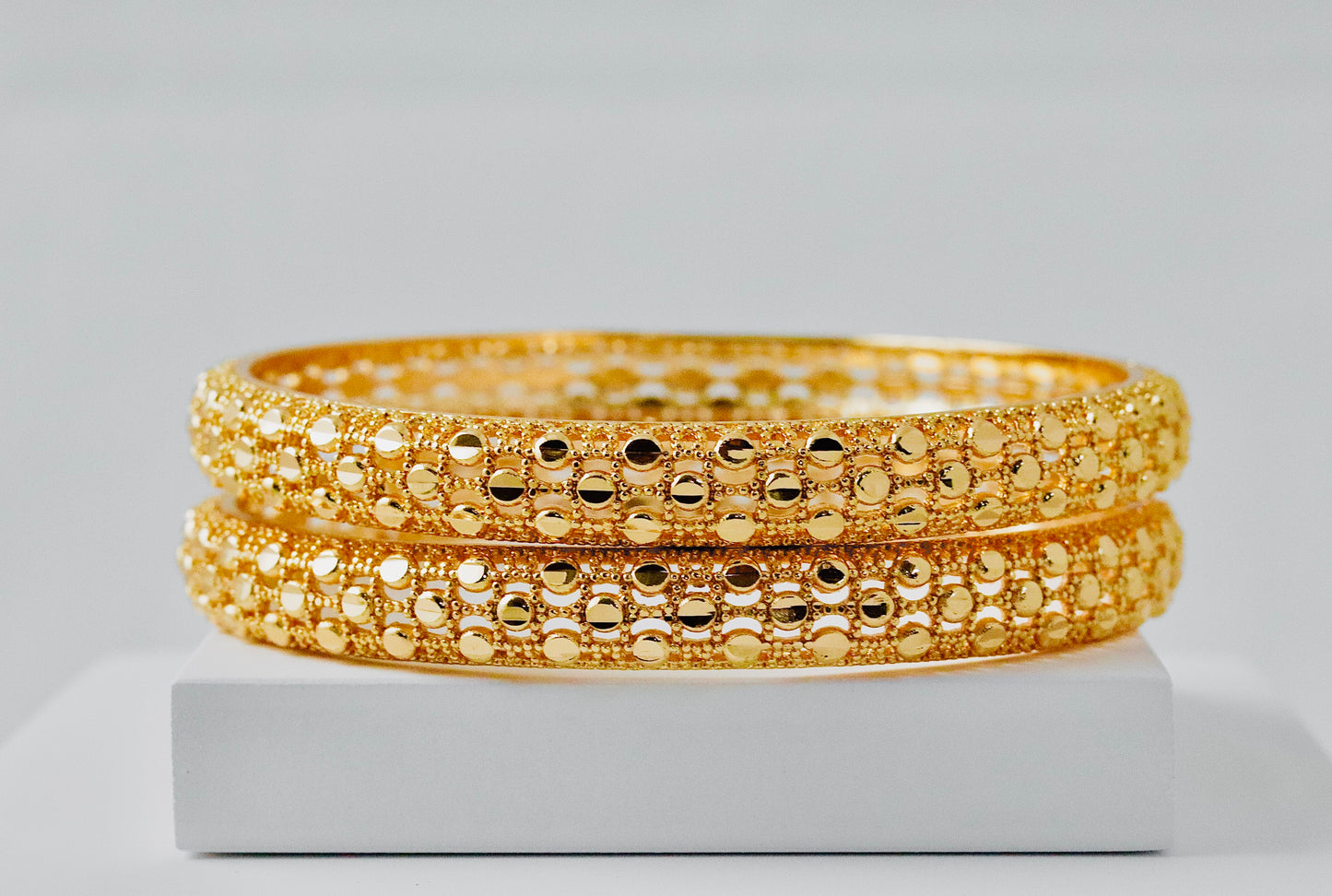 Nisa High Gold Polish Beads Doted Design Bangles For Women and Girls