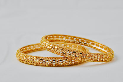 Nisa High Gold Polish Beads Doted Design Bangles For Women and Girls